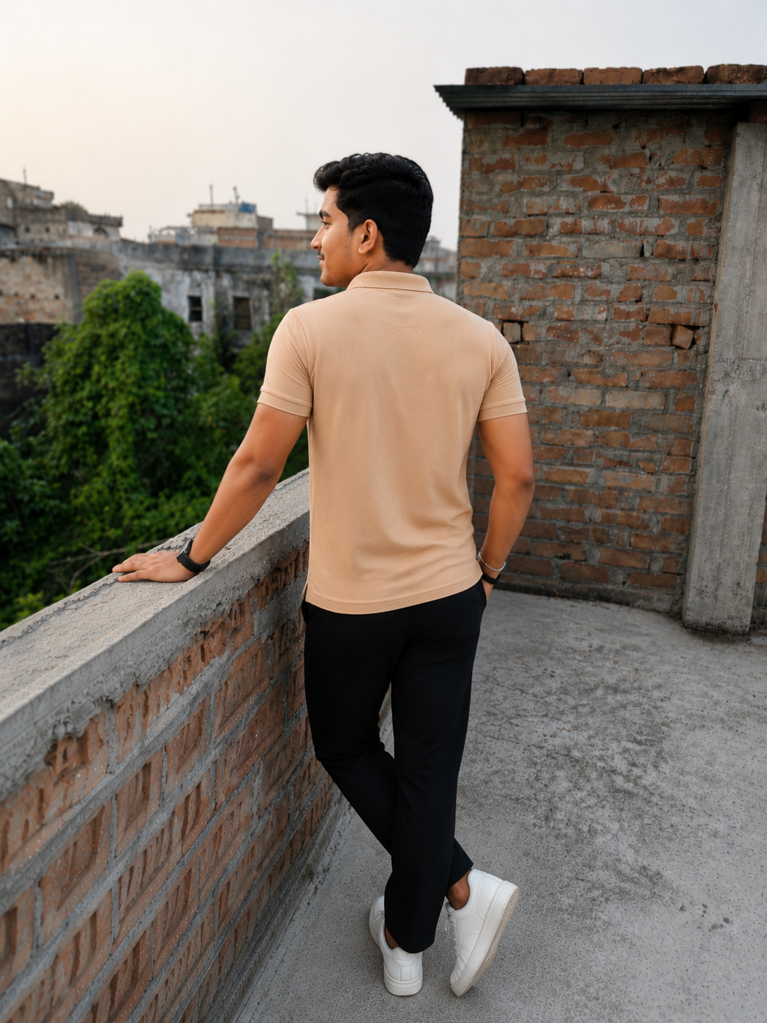Men's Solid Beige Polo T-Shirt | Cotton Blend Fabric | Regular Fit | Half Sleeve | Collar Neck | Casual & Office Wear | Soft & Breathable Polo Tee for Men