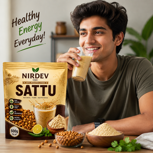 NIRDEV Chana Sattu 250g | 100% Roasted Gram Flour | High Protein | Rich in Fibre | No Preservatives | Natural & Healthy Energy Drink Mix
