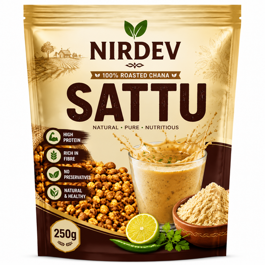 NIRDEV Chana Sattu 250g | 100% Roasted Gram Flour | High Protein | Rich in Fibre | No Preservatives | Natural & Healthy Energy Drink Mix