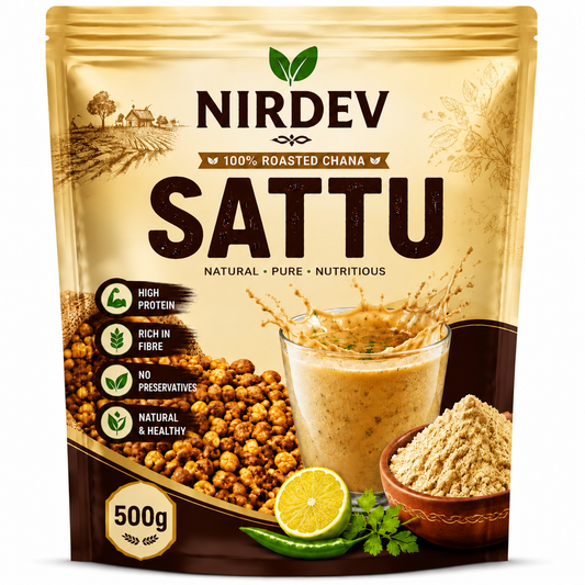 NIRDEV Roasted Chana Sattu (500g) | 100% Natural High Protein Traditional Sattu | No Preservatives